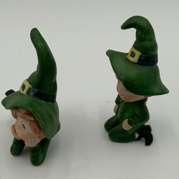 Vintage Leprechaun Elf Set of 2 Made in Taiwan Figures Rare Shelf Home Decor - Picture 4 of 7